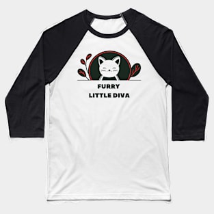 Furry Little Diva Cat Baseball T-Shirt